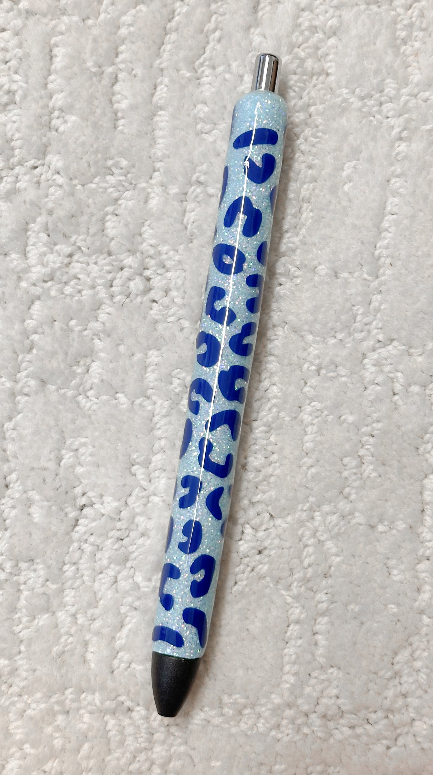 Blue Leopard Glitter Pen