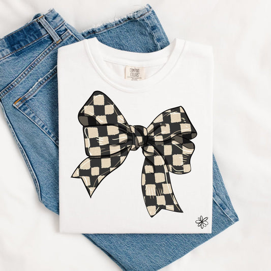 Checkered Bow SWEATSHIRT.