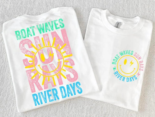 Boat Waves Sun Rays River Days T-Shirt